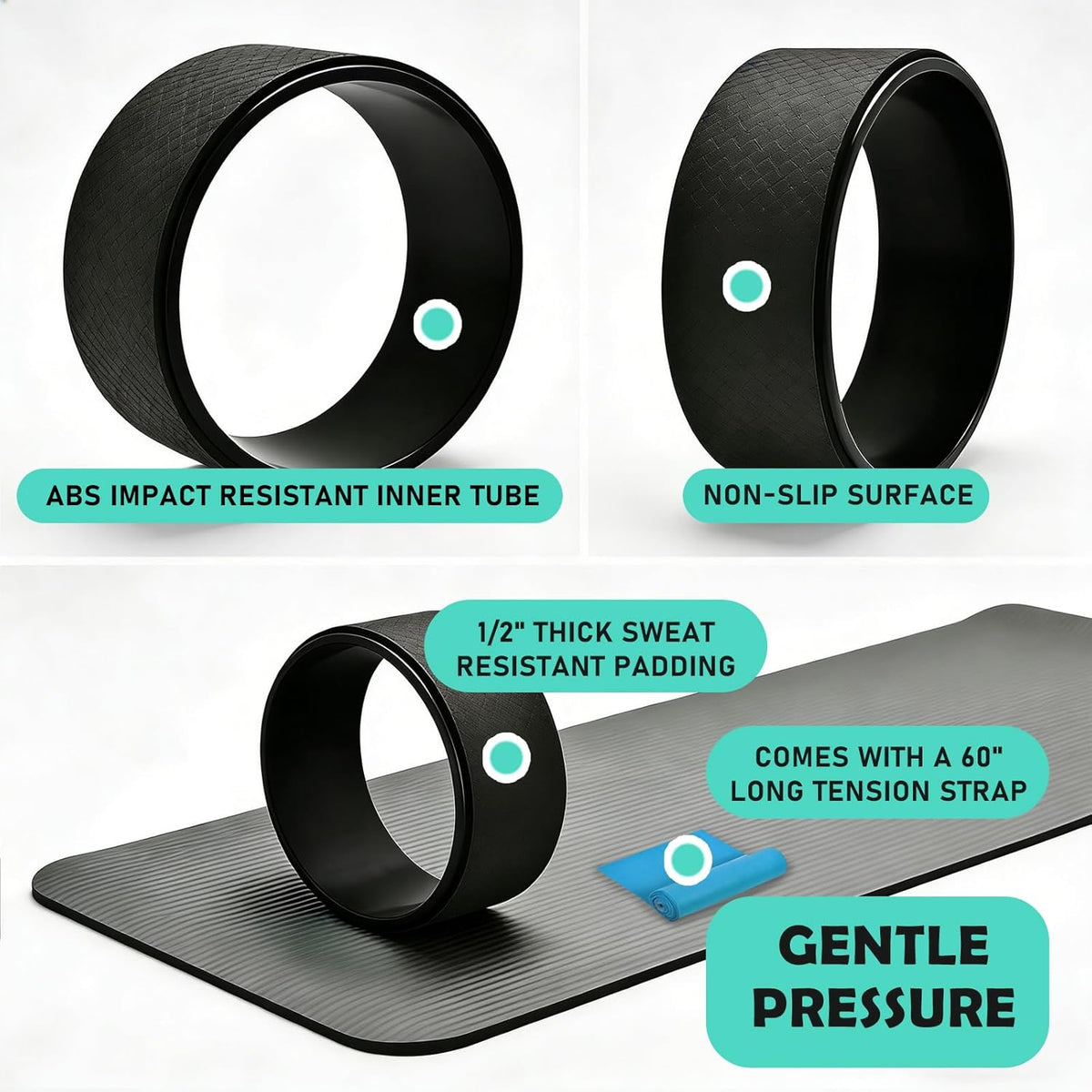 NGT Yoga Wheel 13 inch Yoga Wheel for Back Pain Strongest and Most Comfortable Dharma Yoga Prop Wheel with Free Yoga Bands