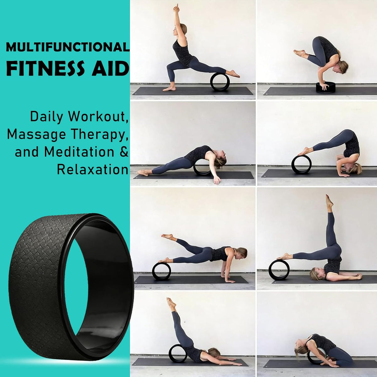 NGT Yoga Wheel 13 inch Yoga Wheel for Back Pain Strongest and Most Comfortable Dharma Yoga Prop Wheel with Free Yoga Bands