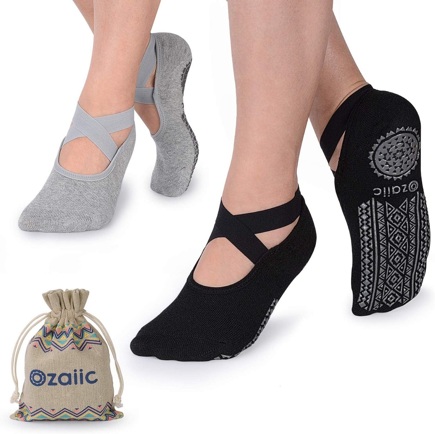 Pilates Socks for Women Non Slip Grip, Yoga Socks with Grippers for Barre, Hospital, Ballet, Dance, Barefoot Workout