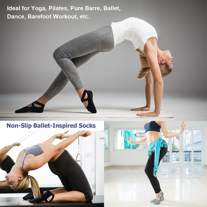 Pilates Socks for Women Non Slip Grip, Yoga Socks with Grippers for Barre, Hospital, Ballet, Dance, Barefoot Workout