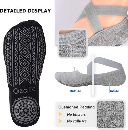 Pilates Socks for Women Non Slip Grip, Yoga Socks with Grippers for Barre, Hospital, Ballet, Dance, Barefoot Workout
