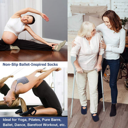 Pilates Socks for Women Non Slip Grip, Yoga Socks with Grippers for Barre, Hospital, Ballet, Dance, Barefoot Workout