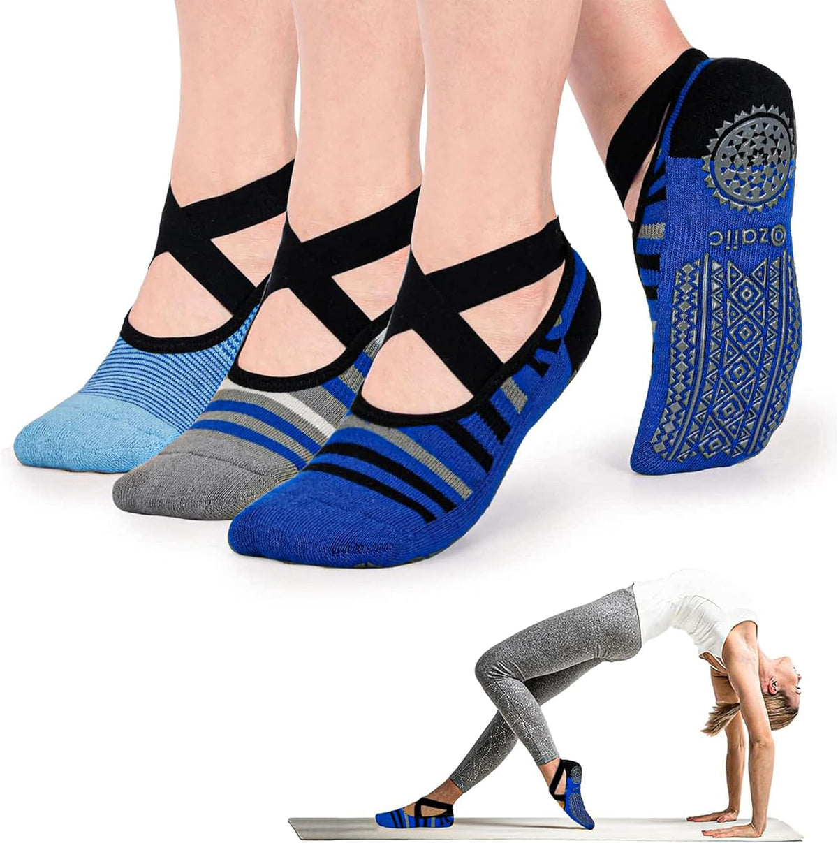 Pilates Socks for Women Non Slip Grip, Yoga Socks with Grippers for Barre, Hospital, Ballet, Dance, Barefoot Workout