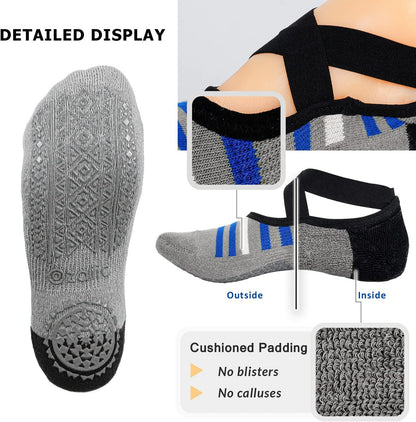 Pilates Socks for Women Non Slip Grip, Yoga Socks with Grippers for Barre, Hospital, Ballet, Dance, Barefoot Workout
