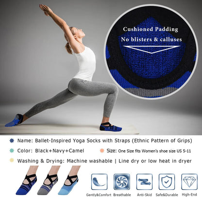 Pilates Socks for Women Non Slip Grip, Yoga Socks with Grippers for Barre, Hospital, Ballet, Dance, Barefoot Workout