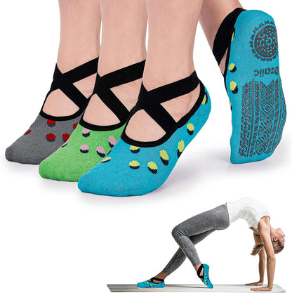 Pilates Socks for Women Non Slip Grip, Yoga Socks with Grippers for Barre, Hospital, Ballet, Dance, Barefoot Workout