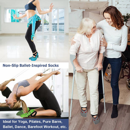 Pilates Socks for Women Non Slip Grip, Yoga Socks with Grippers for Barre, Hospital, Ballet, Dance, Barefoot Workout
