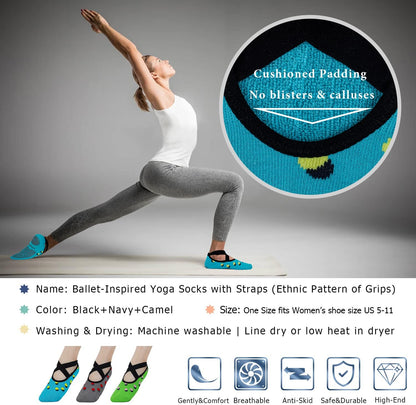 Pilates Socks for Women Non Slip Grip, Yoga Socks with Grippers for Barre, Hospital, Ballet, Dance, Barefoot Workout