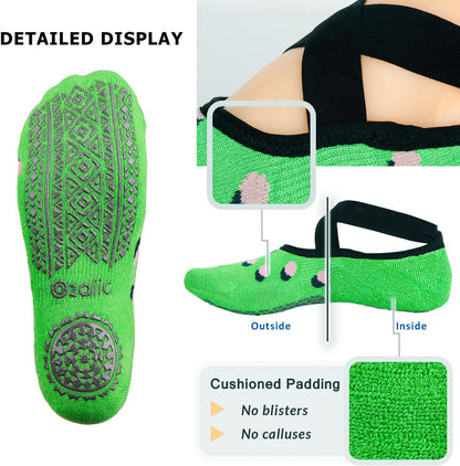 Pilates Socks for Women Non Slip Grip, Yoga Socks with Grippers for Barre, Hospital, Ballet, Dance, Barefoot Workout