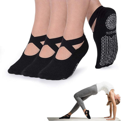 Pilates Socks for Women Non Slip Grip, Yoga Socks with Grippers for Barre, Hospital, Ballet, Dance, Barefoot Workout