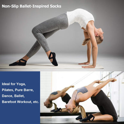 Pilates Socks for Women Non Slip Grip, Yoga Socks with Grippers for Barre, Hospital, Ballet, Dance, Barefoot Workout