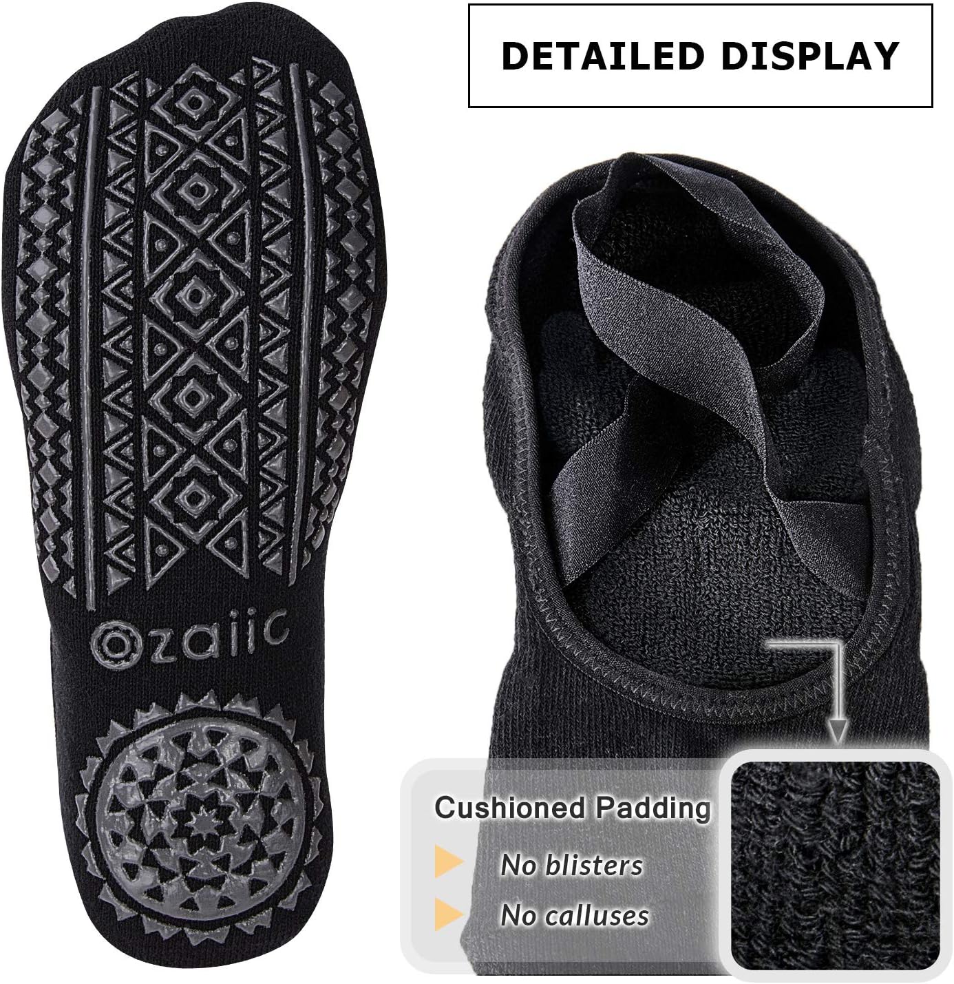 Pilates Socks for Women Non Slip Grip, Yoga Socks with Grippers for Barre, Hospital, Ballet, Dance, Barefoot Workout