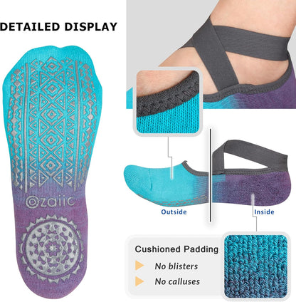 Pilates Socks for Women Non Slip Grip, Yoga Socks with Grippers for Barre, Hospital, Ballet, Dance, Barefoot Workout