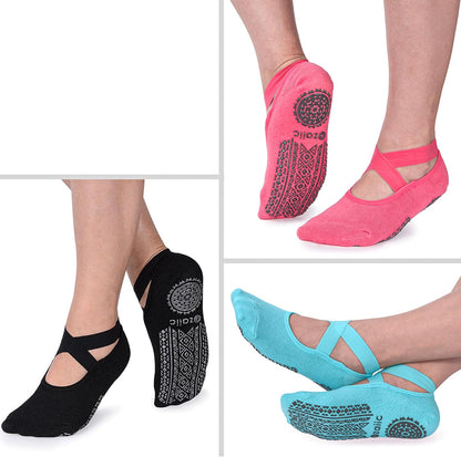 Pilates Socks for Women Non Slip Grip, Yoga Socks with Grippers for Barre, Hospital, Ballet, Dance, Barefoot Workout