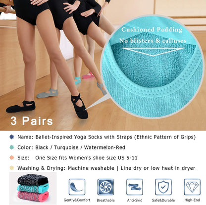 Pilates Socks for Women Non Slip Grip, Yoga Socks with Grippers for Barre, Hospital, Ballet, Dance, Barefoot Workout