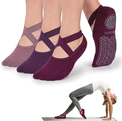 Pilates Socks for Women Non Slip Grip, Yoga Socks with Grippers for Barre, Hospital, Ballet, Dance, Barefoot Workout