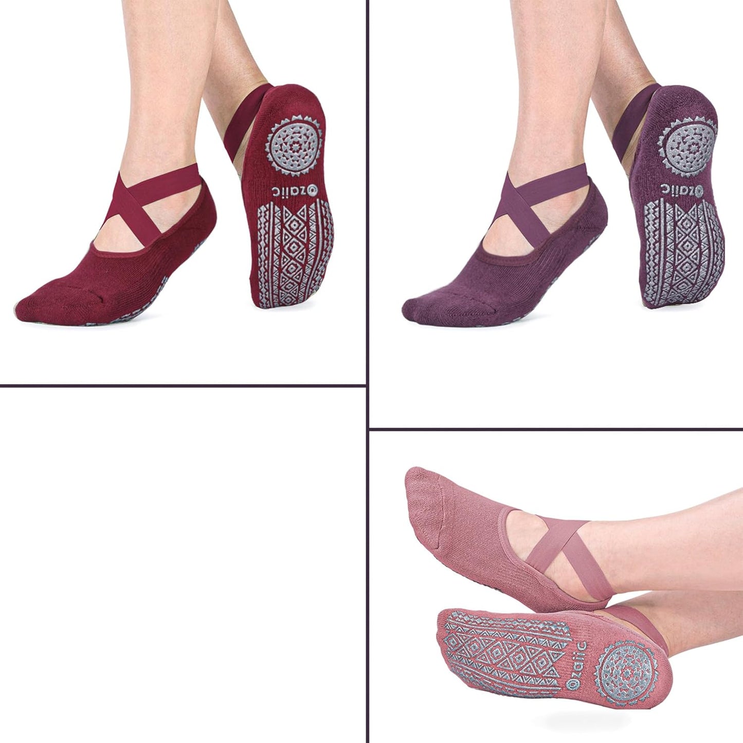 Pilates Socks for Women Non Slip Grip, Yoga Socks with Grippers for Barre, Hospital, Ballet, Dance, Barefoot Workout