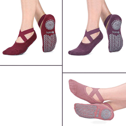 Pilates Socks for Women Non Slip Grip, Yoga Socks with Grippers for Barre, Hospital, Ballet, Dance, Barefoot Workout