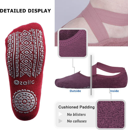 Pilates Socks for Women Non Slip Grip, Yoga Socks with Grippers for Barre, Hospital, Ballet, Dance, Barefoot Workout
