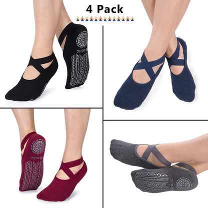Pilates Socks for Women Non Slip Grip, Yoga Socks with Grippers for Barre, Hospital, Ballet, Dance, Barefoot Workout