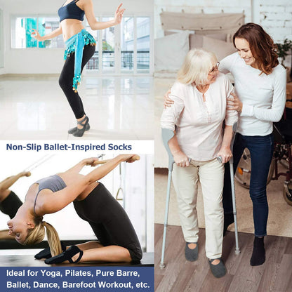 Pilates Socks for Women Non Slip Grip, Yoga Socks with Grippers for Barre, Hospital, Ballet, Dance, Barefoot Workout