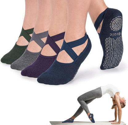 Pilates Socks for Women Non Slip Grip, Yoga Socks with Grippers for Barre, Hospital, Ballet, Dance, Barefoot Workout