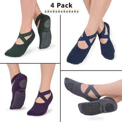 Pilates Socks for Women Non Slip Grip, Yoga Socks with Grippers for Barre, Hospital, Ballet, Dance, Barefoot Workout