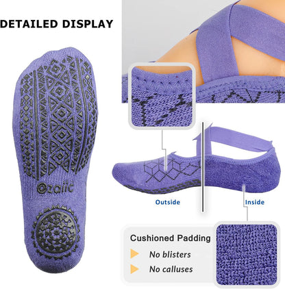 Pilates Socks for Women Non Slip Grip, Yoga Socks with Grippers for Barre, Hospital, Ballet, Dance, Barefoot Workout