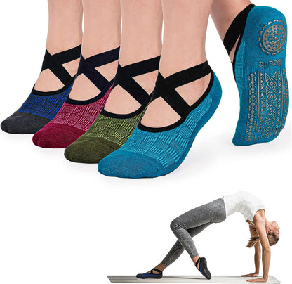 Pilates Socks for Women Non Slip Grip, Yoga Socks with Grippers for Barre, Hospital, Ballet, Dance, Barefoot Workout