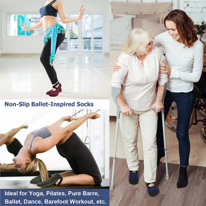 Pilates Socks for Women Non Slip Grip, Yoga Socks with Grippers for Barre, Hospital, Ballet, Dance, Barefoot Workout