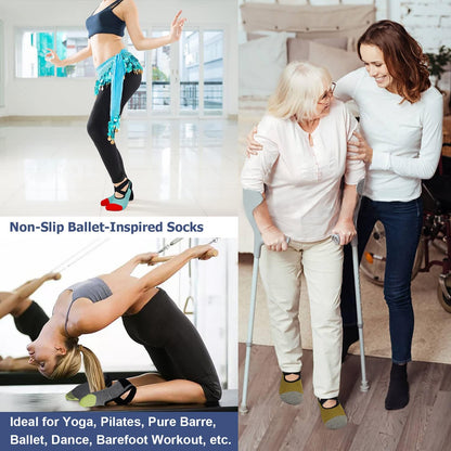 Pilates Socks for Women Non Slip Grip, Yoga Socks with Grippers for Barre, Hospital, Ballet, Dance, Barefoot Workout