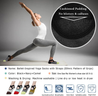 Pilates Socks for Women Non Slip Grip, Yoga Socks with Grippers for Barre, Hospital, Ballet, Dance, Barefoot Workout