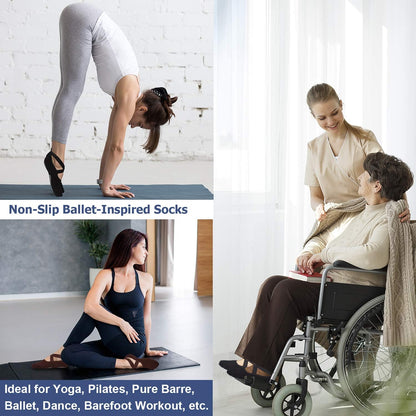 Pilates Socks for Women Non Slip Grip, Yoga Socks with Grippers for Barre, Hospital, Ballet, Dance, Barefoot Workout