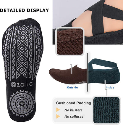 Pilates Socks for Women Non Slip Grip, Yoga Socks with Grippers for Barre, Hospital, Ballet, Dance, Barefoot Workout