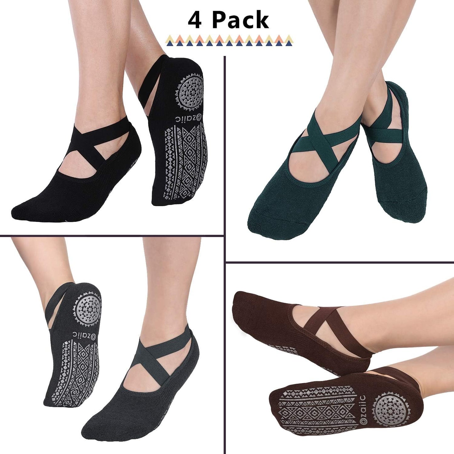 Pilates Socks for Women Non Slip Grip, Yoga Socks with Grippers for Barre, Hospital, Ballet, Dance, Barefoot Workout