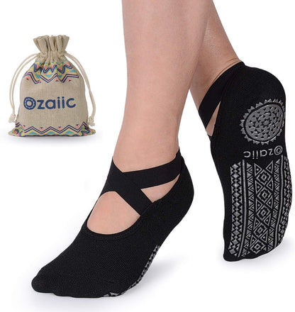 Pilates Socks for Women Non Slip Grip, Yoga Socks with Grippers for Barre, Hospital, Ballet, Dance, Barefoot Workout