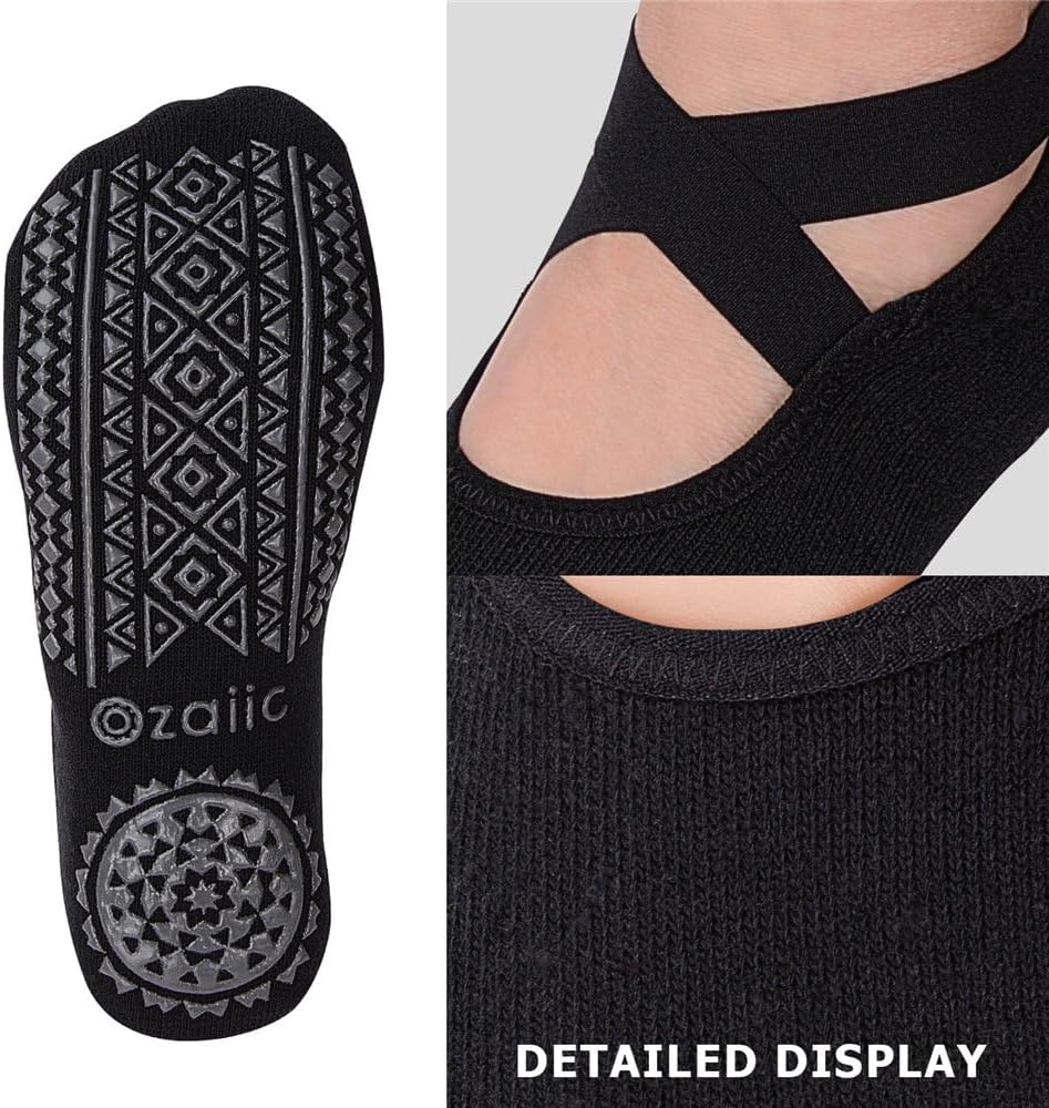 Pilates Socks for Women Non Slip Grip, Yoga Socks with Grippers for Barre, Hospital, Ballet, Dance, Barefoot Workout