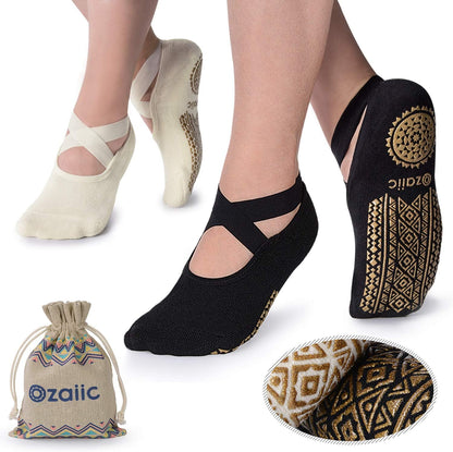 Pilates Socks for Women Non Slip Grip, Yoga Socks with Grippers for Barre, Hospital, Ballet, Dance, Barefoot Workout