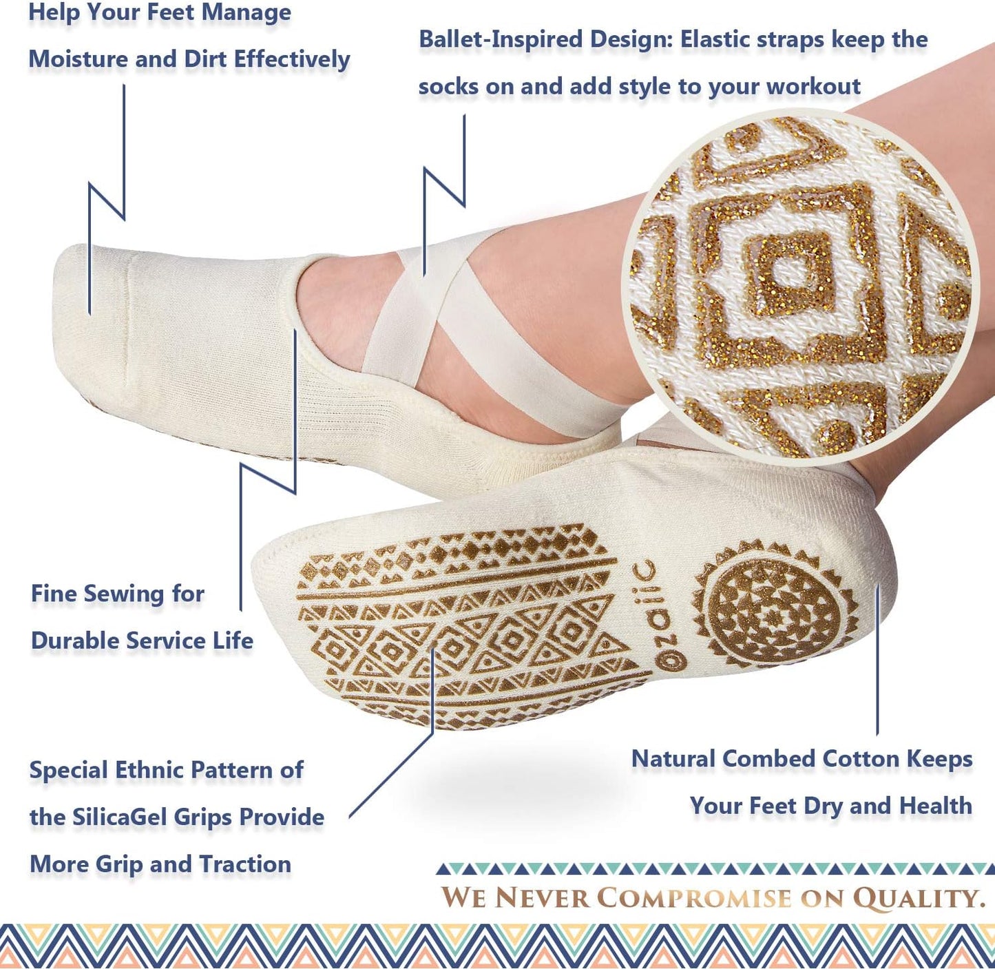 Pilates Socks for Women Non Slip Grip, Yoga Socks with Grippers for Barre, Hospital, Ballet, Dance, Barefoot Workout