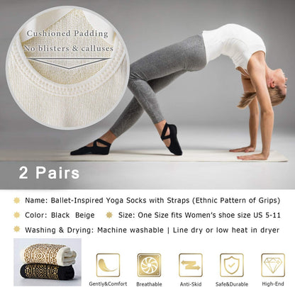 Pilates Socks for Women Non Slip Grip, Yoga Socks with Grippers for Barre, Hospital, Ballet, Dance, Barefoot Workout
