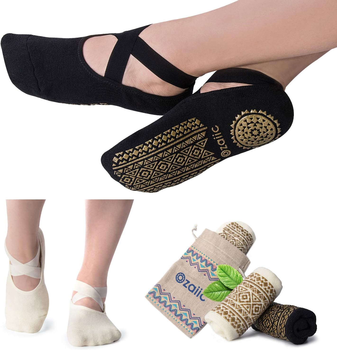 Pilates Socks for Women Non Slip Grip, Yoga Socks with Grippers for Barre, Hospital, Ballet, Dance, Barefoot Workout