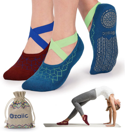 Pilates Socks for Women Non Slip Grip, Yoga Socks with Grippers for Barre, Hospital, Ballet, Dance, Barefoot Workout