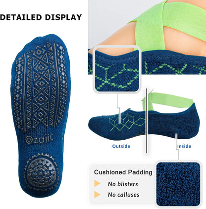 Pilates Socks for Women Non Slip Grip, Yoga Socks with Grippers for Barre, Hospital, Ballet, Dance, Barefoot Workout