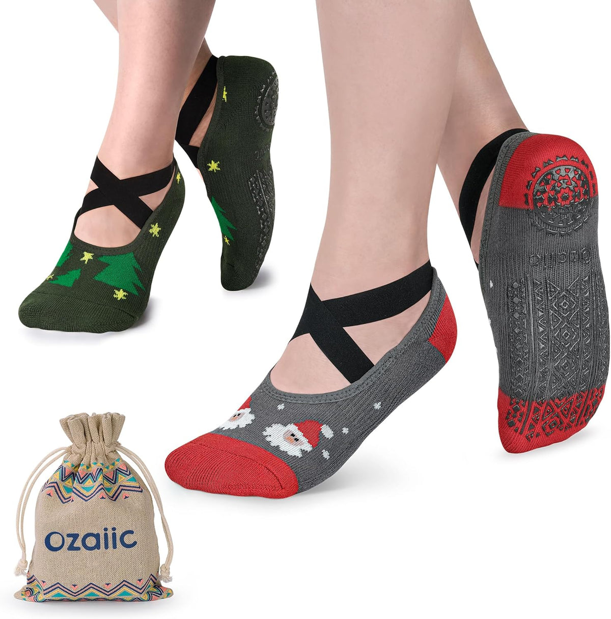 Pilates Socks for Women Non Slip Grip, Yoga Socks with Grippers for Barre, Hospital, Ballet, Dance, Barefoot Workout