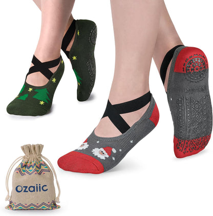 Pilates Socks for Women Non Slip Grip, Yoga Socks with Grippers for Barre, Hospital, Ballet, Dance, Barefoot Workout