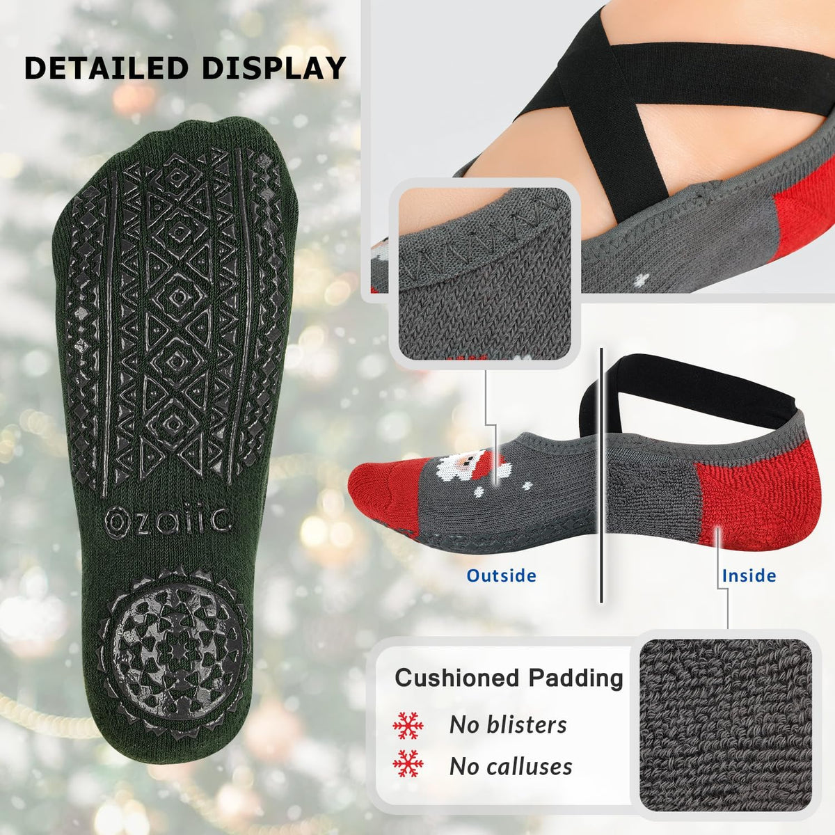Pilates Socks for Women Non Slip Grip, Yoga Socks with Grippers for Barre, Hospital, Ballet, Dance, Barefoot Workout