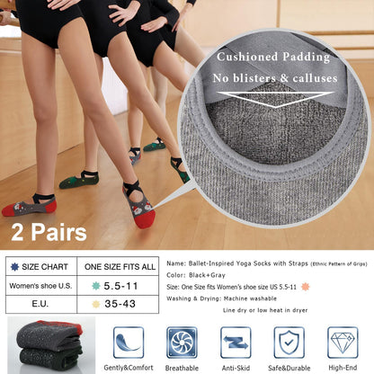 Pilates Socks for Women Non Slip Grip, Yoga Socks with Grippers for Barre, Hospital, Ballet, Dance, Barefoot Workout