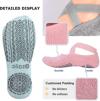 Pilates Socks for Women Non Slip Grip, Yoga Socks with Grippers for Barre, Hospital, Ballet, Dance, Barefoot Workout