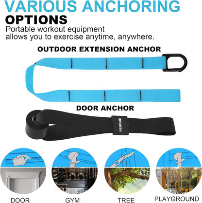 Home Resistance Training Kit | Full-Body Workout with Suspension Trainer Straps, Door Anchor, Handles, and Carrying Bag | Complete Home Gym Equipment