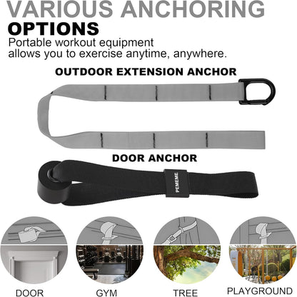 Home Resistance Training Kit | Full-Body Workout with Suspension Trainer Straps, Door Anchor, Handles, and Carrying Bag | Complete Home Gym Equipment